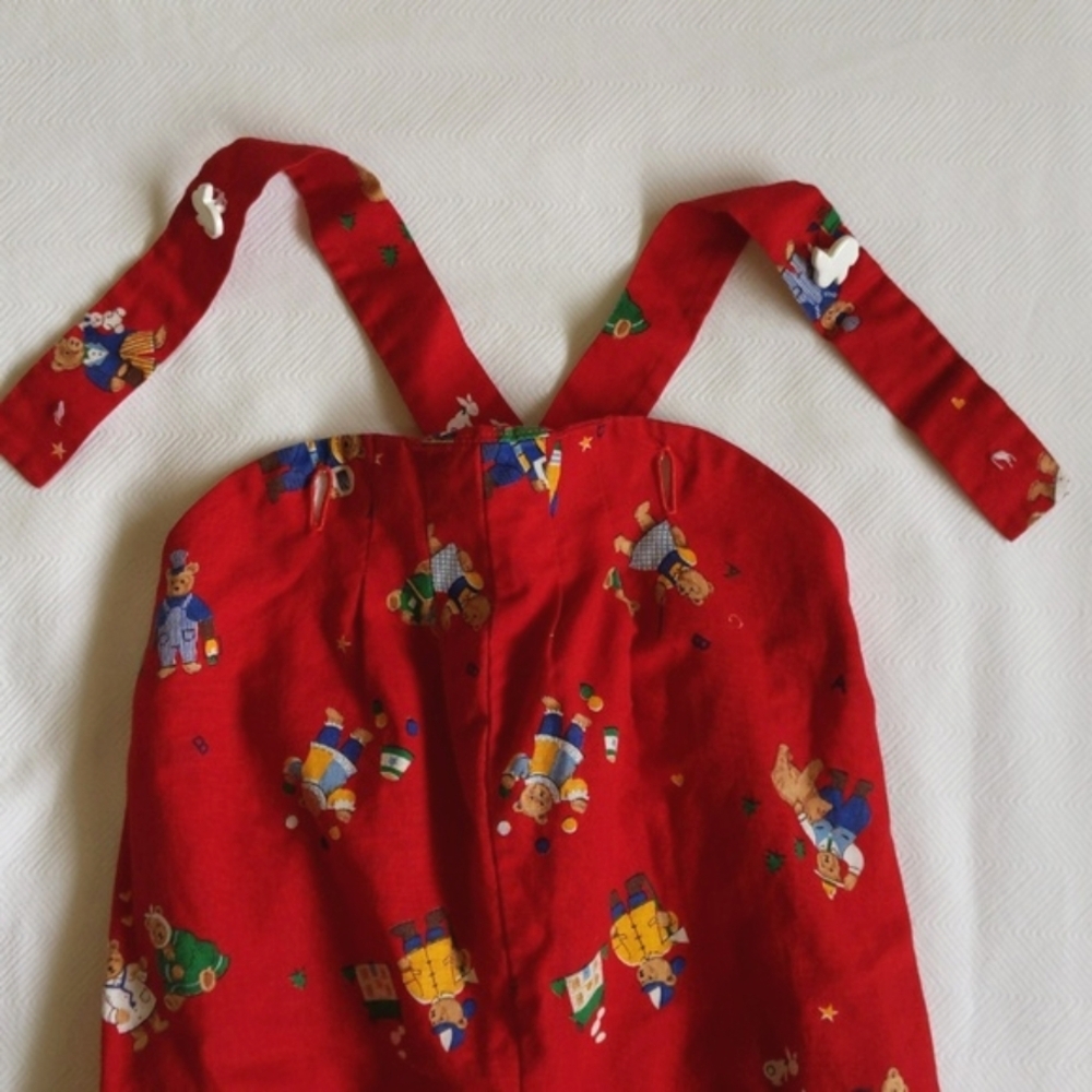 handmade vintage style bear print overalls jumpsuit 6 months baby unisex - Picture 7 of 10